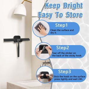 ที่ปาดน้ำซิลิโคนสำหรับใช้ในบ้าน พร้อมตะขอแบบมีกาว สำหรับหน้าต่างห้องน้ำ ประตูกระจก ใช้ได้ทั้งในบ้านและสำนักงาน - Product Image 4