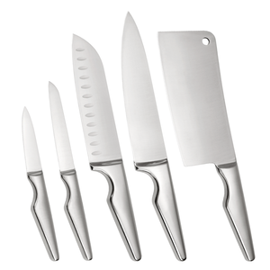 Ensemble de 5 couteaux de cuisine en acier inoxydable, manche creux, couteaux de chef, couteau à découper, Santoku, manche courbé, DIY, OEM, ODM - Product Image 2
