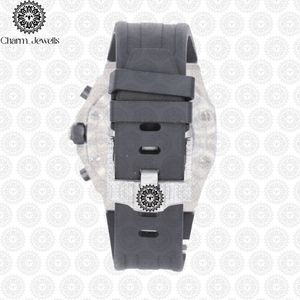Charm_Jewells Luxury Stainless Steel Watch Polygon Case 43mm Analog Quartz Sapphire Crystal <b>Chronograph</b> Men Fashion - Product Image 2