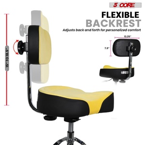 5 Core <b>Drum</b> Throne w Backrest 4" Padded Stool Airlift 25" Adjustable Drummer Stool 441Lb Capacity - Product Image 5