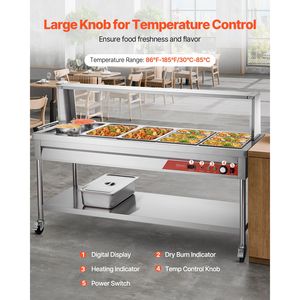 Scaldavivande Elettrico Professionale con 8 Vaschette + 2 Pentole 1800W, Controllo Manuale della Temperatura con Protezione - Product Image 4