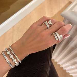 Half Eternity Wedding Bands 14k 18k Solid Gold Round Baguette Cut Lab Grown <b>Diamond</b> Everyday Modern Stackable <b>Rings</b> Manufacturer - Product Image 4