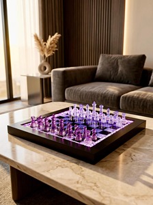 Jeu d'échecs de luxe en résine fait main avec plateau décoratif artistique pour la décoration intérieure et le design sportif - Product Image 6