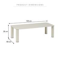 Table basse moderne en métal blanc avec coins arrondis pour salon