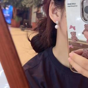 Boucles d'oreilles en argent pur S925 avec perles d'eau douce Edison, style étoile haut de gamme, boucles d'oreilles pendantes en eau douce, polyvalentes, sensation de lumière intense - Product Image 4