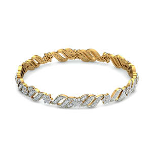 AJRETAIL Bracelet en or jaune 14K-22K avec diamant naturel torsadé de 2,27 carats, couleur HI, clarté VS-SI, IGI, unisexe - Product Image 1