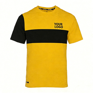 Unisex <b>Black</b> Yellow Color Blocked Soccer Jersey Short Sleeve V-neck Moisture Wicking Polyester Custom Logo Front Print 3D - Product Image 2