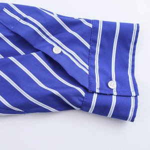 Blusa de Moda Casual para Mujer, con Cuello Camisero, Estampado a Rayas, Color Azul, Manga Larga, Botones - Product Image 4