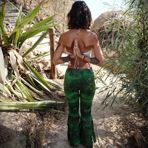 Pantalones de Campana Estilo Boho Tie Dye, de Algodón, Estilo Yoga, Elásticos, Cómodos, Ropa de Festival para Mujer - Product Image 3