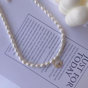 TikTok Style 18K <b>Gold</b> Zircon Pendant <b>Necklace</b> with Cat's Eye Star Plate Freshwater <b>Pearl</b> & High-Level Collar Chain - Product Image 4