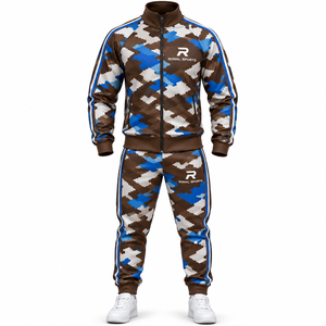 Survêtement pour homme RONAL SPORTS à imprimé géométrique, manches longues, col rabattu, respirant, style sportif, vêtements d'automne, survêtement d'hiver - Product Image 1