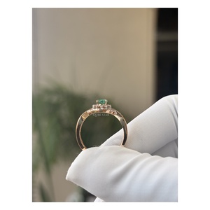 Elegant Pear Cut Lab Grown Diamond Halo <b>Ring</b> 0.20 Ct 14 KT Gold <b>Split</b> Shank Floral Cluster Engagement Anniversary Jewelry Women - Product Image 3