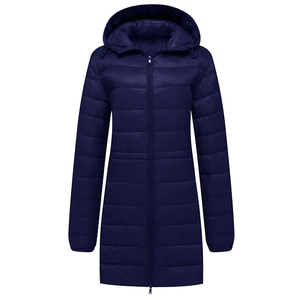 Wholesale Ultra <b>Lightweight</b> Hooded Long Puffer <b>Jacket</b> for <b>Women</b> Breathable Packable Winter Coat with Embroidered Casual - Product Image 1