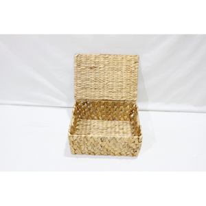 Caja de Almacenamiento de Jacinto de Agua Natural con Tapa con Bisagras, Organizador Rectangular Tejido a Mano - Product Image 4