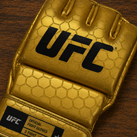 Gants d'entraînement officiels UFC pour Sanda et MMA, demi-doigts, légers, antidérapants, fermeture auto-agrippante, or et noir, pour autographes