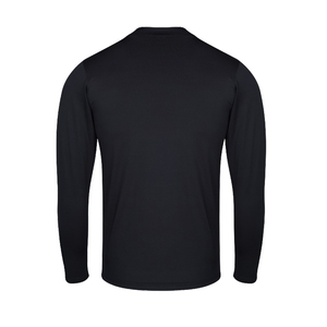 <b>Men's</b> Black Long Sleeve Crew Neck Compression Shirt Quick Dry Polyester Athletic Top Regular Fit All Seasons <b>Pullover</b> - Product Image 2