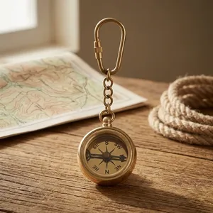 <b>Vintage</b> Nautical Brass Compass Keychain Nautical Pocket <b>Key</b> Ring Antique Maritime <b>Key</b> Holder Decorative Travel Gift - Product Image 5