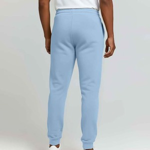 Pantalon de jogging décontracté en coton bleu clair pour homme, taille élastique avec cordon de serrage, poches latérales, respirant, poids moyen, idéal pour l'automne - Product Image 6