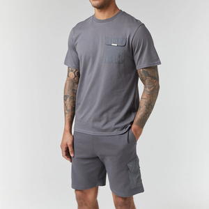 Nouvel ensemble décontracté deux pièces en tissu éponge respirant pour homme, idéal printemps-été, vente en gros - Product Image 1