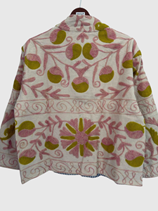 Veste à col mandarin brodée à la main avec des motifs floraux, manches longues, en coton, style Prairie Chic, vêtements de printemps, grande taille pour femmes - Product Image 5