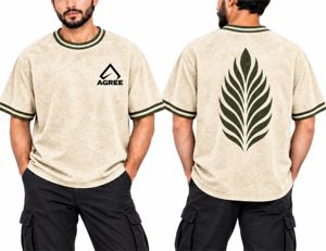 เสื้อยืดโอเวอร์ไซส์สีดำสไตล์วินเทจ AGREE พร้อมโลโก้ด้านหน้า ลายไท-ได แถบสีตัดกัน และลายกราฟิกด้านหลัง 100% ผ้าฝ้าย สไตล์สตรีท - Product Image 3