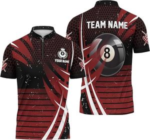 Camiseta Deportiva Personalizada de Snooker y Billar con Media Cremallera para Bola 8 - Product Image 2