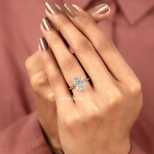 Bague de Fiançailles et de Mariage HIPHOP SPARKLE en Or Jaune 18K Haute Caratage, Minimaliste, avec Moissanite Taille Coussin VVS1 Couleur D, Sertie à Griffes - Product Image 5
