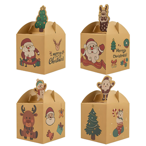 Merry <b>Christmas</b> Candy Treat Cookie Recyclable Foldable Kraft Paper <b>Boxes</b> Food Packaging Holiday Decoration Supplies - Product Image 4