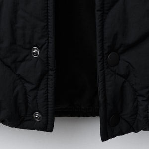 Chaqueta Acolchada con Capucha, Color Negro Sólido, Cortavientos, Abrigo de Invierno Unisex, Corte Regular Informal, Relleno de Poliéster, Estilo Holgado - Product Image 5