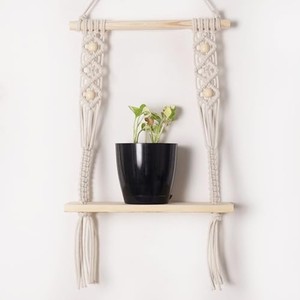Estante de Pared de Macramé de Bambú |   Venta al por Mayor de Estilo Escandinavo Minimalista |   Lino Hecho a Mano - Product Image 3