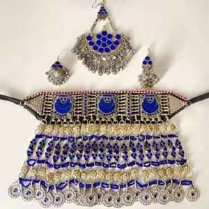 Professional Designer Made Hand Made 6 Pieces Rings Choker Earrings & Bindi Tikka Jewelry <b>Sets</b> For Afghan Traditional Wear - Product Image 6