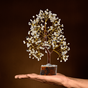 Árbol de la Vida de Cristal de Piedra Lunar Arcoíris al por Mayor con Alambre Dorado, Piedras Curativas, Decoración para el Hogar - Product Image 2