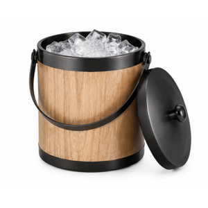 Cubo de Hielo de Madera con Tapa Cromada Pulida y Asa Abatible, Bolsa Enfriadora de Vino de Doble Pared y Enfriador de Cócteles para Restaurantes y Bares - Product Image 5