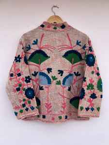 Veste Suzani réversible matelassée en coton tissé respirant pour femme, brodée, col montant, style bohème, pour festival - Product Image 6