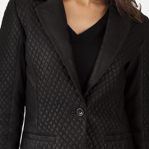<b>Women's</b> Slim Racer Leather <b>Jacket</b> Woven Nylon Lining Breathable Windproof Long Stand Leather <b>Jackets</b> - Product Image 5