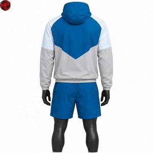 Conjunto Deportivo para Hombre con Chaqueta con Capucha y Pantalones Cortos en Bloques de Color, Ligero, para Entrenamiento Atlético, Conjunto Deportivo de Primavera, Cortavientos - Product Image 6
