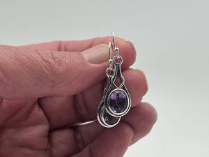 Boucles d'oreilles éternité en améthyste, argent sterling 925, faites à la main, style celtique, bijoux élégants, cadeau pour femme - Product Image 3