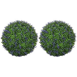 2 Bolas de Topiario de Lavanda de 16.5 Pulgadas, Plantas Artificiales de Seda para Interiores y Exteriores, Decoración del Hogar, Temática Artística, Topiarios de Graduación - Product Image 1