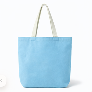 Sac fourre-tout en toile bleue COTTON VOYAGE avec motif océan brodé, grande capacité, réutilisable, avec poignée longue pour le shopping et la plage - Product Image 2