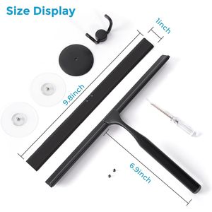 Tergivetro da Doccia in Acciaio Inossidabile Nero Opaco da 10 Pollici con Manico Antiscivolo e Gancio per Lama di Ricambio per Porte in Vetro - Product Image 4