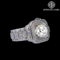 Reloj Analógico de Lujo de Excelente Calidad, Totalmente Blanco, con Diamantes, Resistente al Agua, Caja de Acero Inoxidable, Precio de Exportación