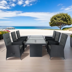 Ensemble de salle à manger de jardin de qualité supérieure, style moderne, en rotin PE, résistant aux intempéries et aux UV, lavable - Product Image 2