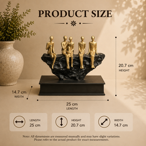 Sculpture Familiale Abstraite Élégante avec Figurines Dorées sur Base Noire, Décoration de Table Moderne Faite à la Main, Accent Élégant pour la Maison ou le Bureau - Product Image 2