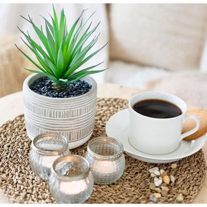 Pianta Artificiale Succulenta in Vaso Stile Fattoria da 8 Pollici, Decorazione da Scrivania, Finta Succulenta Verde per Arredamento Casa - Product Image 3