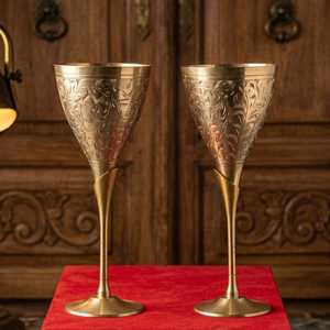 Embossed Brass Cocktail Glass Gold Plated Vintage <b>Wine</b> <b>Goblet</b> for Bar Dining & Wedding Gift - Product Image 2