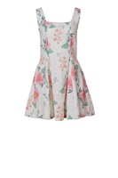 Robe Courte Femme 100% Coton à Motif Floral Pastel Charmant, Écologique, Respirante, Coupe Trapèze, Style Décontracté Vintage pour les Vacances