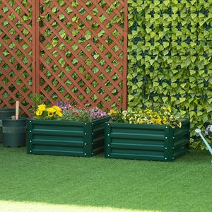 Lot de 2 bacs à plantes carrés en métal galvanisé à fond ouvert, jardinières surélevées, cadre en acier résistant aux intempéries, anti-rouille, faciles à assembler - Product Image 2
