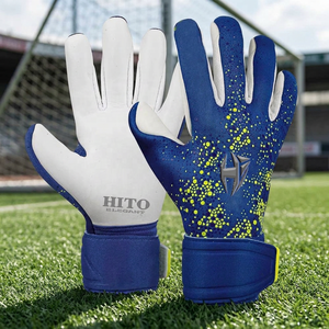 New Arrival Blue Front Palm 4mm German Latex Gloves Sublimation Print Thumb Wrap High Foam Latex Elastic Attached Strap - Product Image 2
