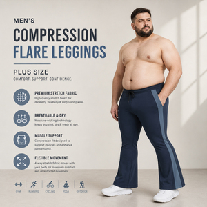 Men's Plus Size Compression <b>Flare</b> Leggings Breathable Quick Dry Yoga Pants Low Waist Drawstring Sports Trouser Men Gym Legging - Product Image 2