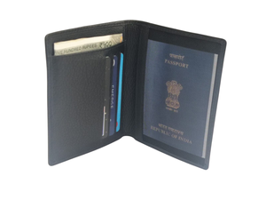 Porta Pasaportes Wriza Premium de Cuero Genuino Negro, Hecho a Mano en Bengala Occidental, Duradero, con Protección RFID para Tarjetas de Crédito, Cartera de Viaje Delgada - Product Image 4